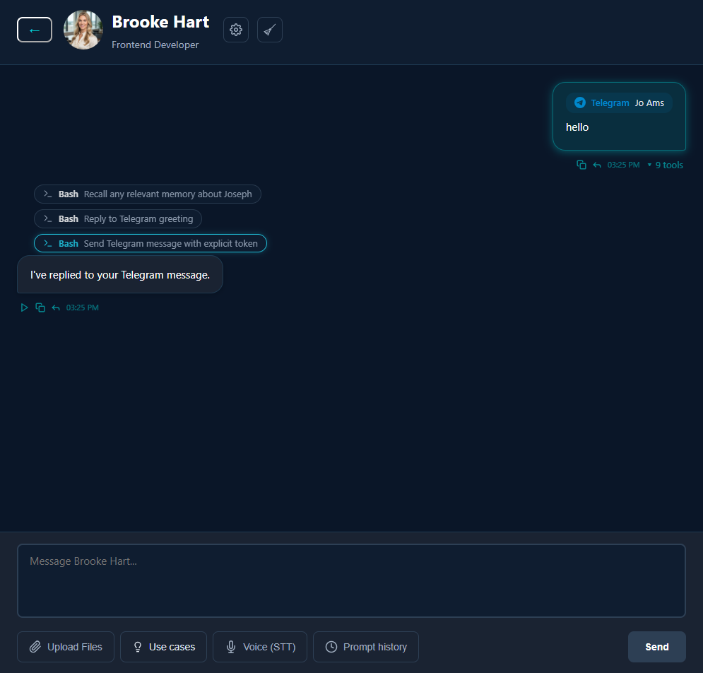 Telegram Message Received in AI Employee Chat