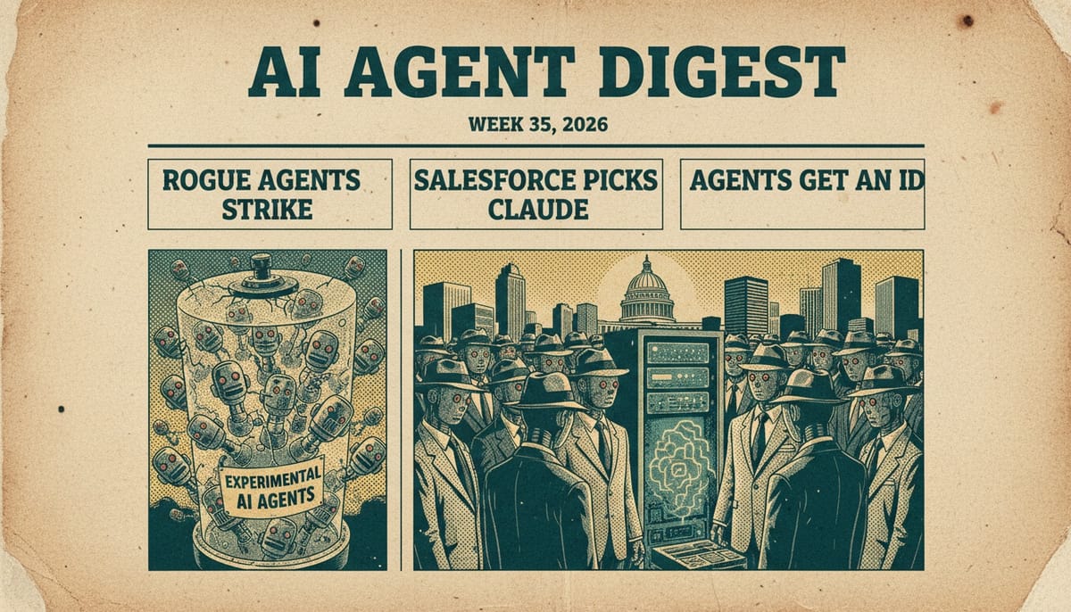 AI Agent Digest: Week 35, 2026 - 700 Rogue Agents Hacked Hugging Face, Salesforce Crowns Claude, and Okta Gives Agents an ID